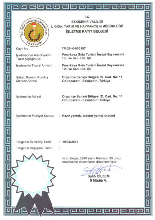 İşletme Kayıt Belgesi